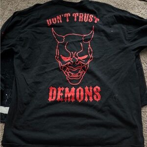 Stussy Black Tee with Red Demon Graphic